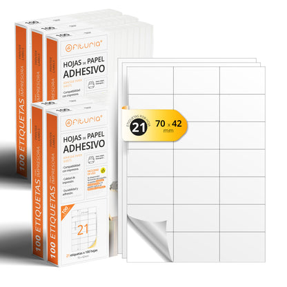 Folios A4 de Etiquetas Adhesivas Blancas - Ofituria