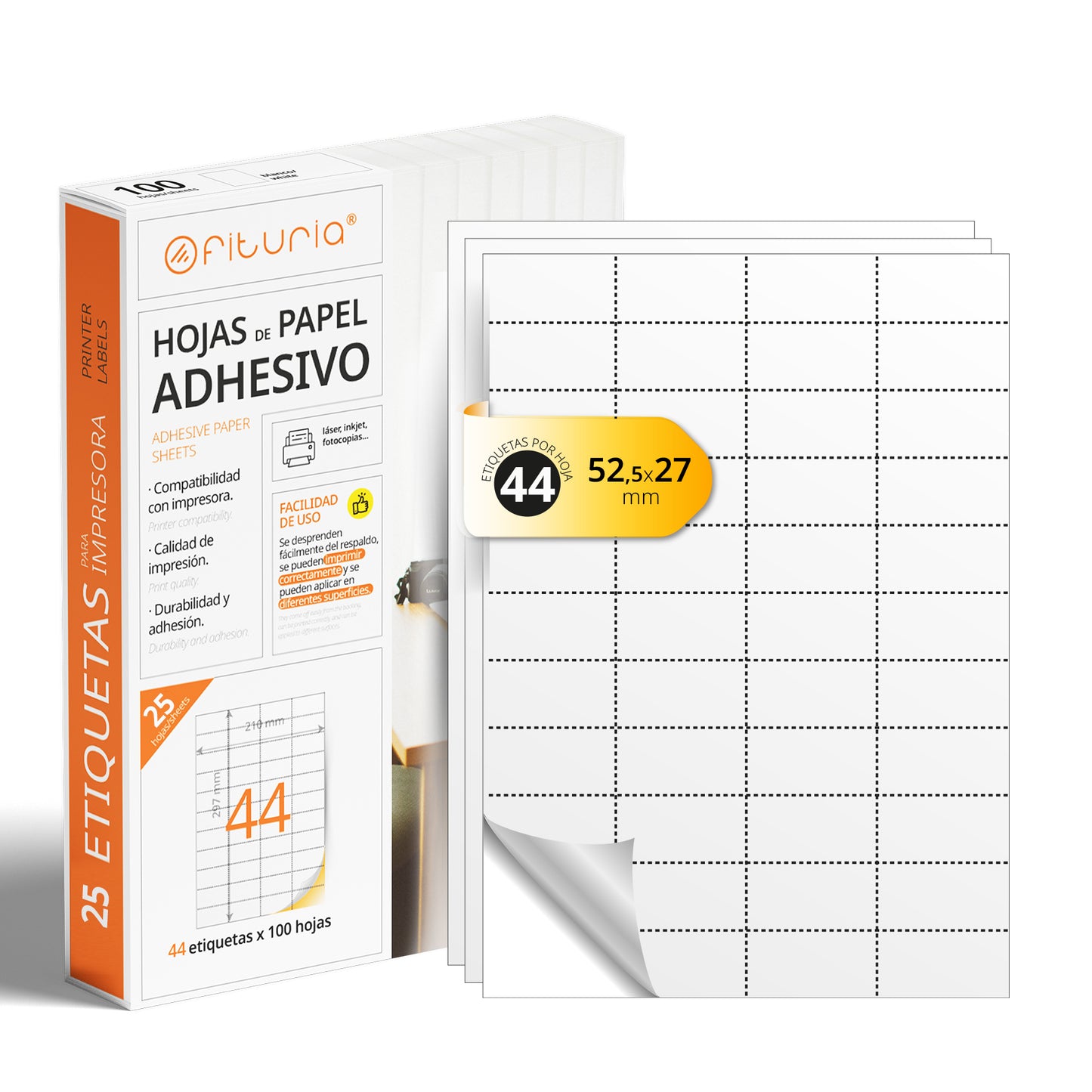 Folios A4 de Etiquetas Adhesivas Blancas - Ofituria