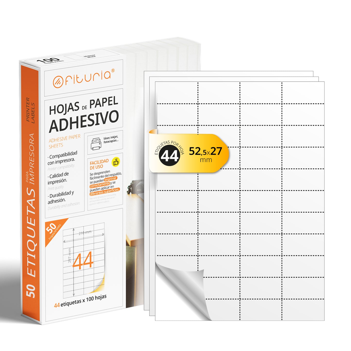 Folios A4 de Etiquetas Adhesivas Blancas - Ofituria