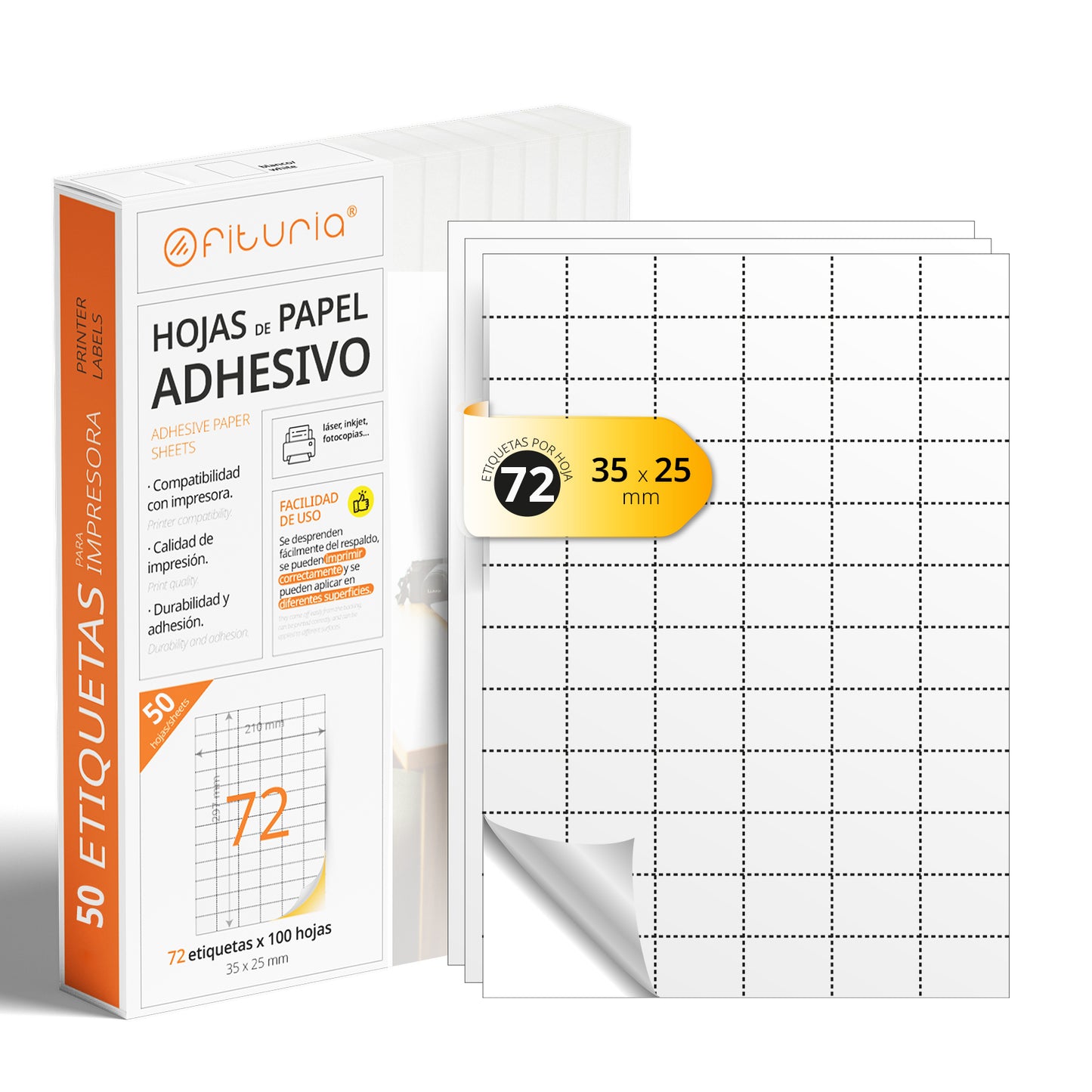 Folios A4 de Etiquetas Adhesivas Blancas - Ofituria