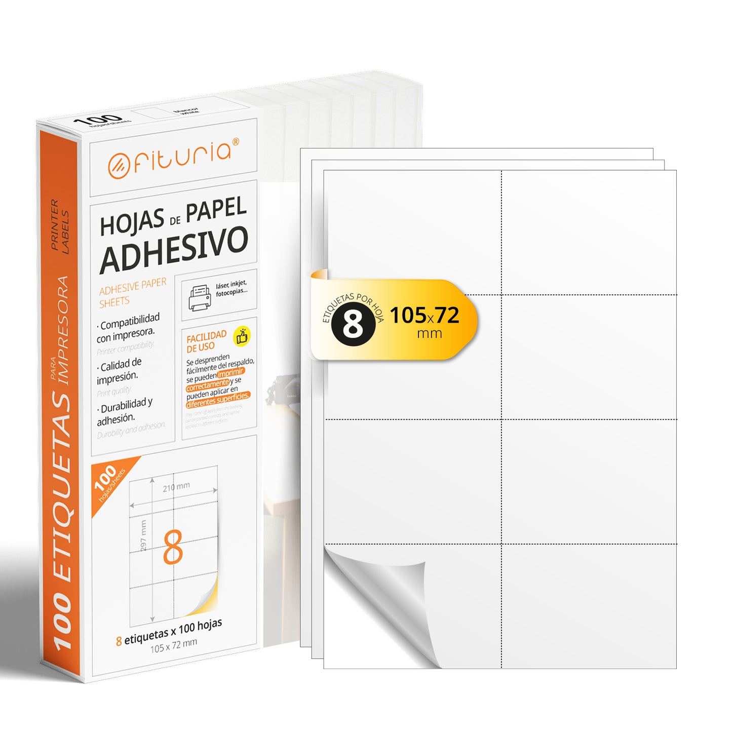Folios A4 de Etiquetas Adhesivas Blancas - Ofituria