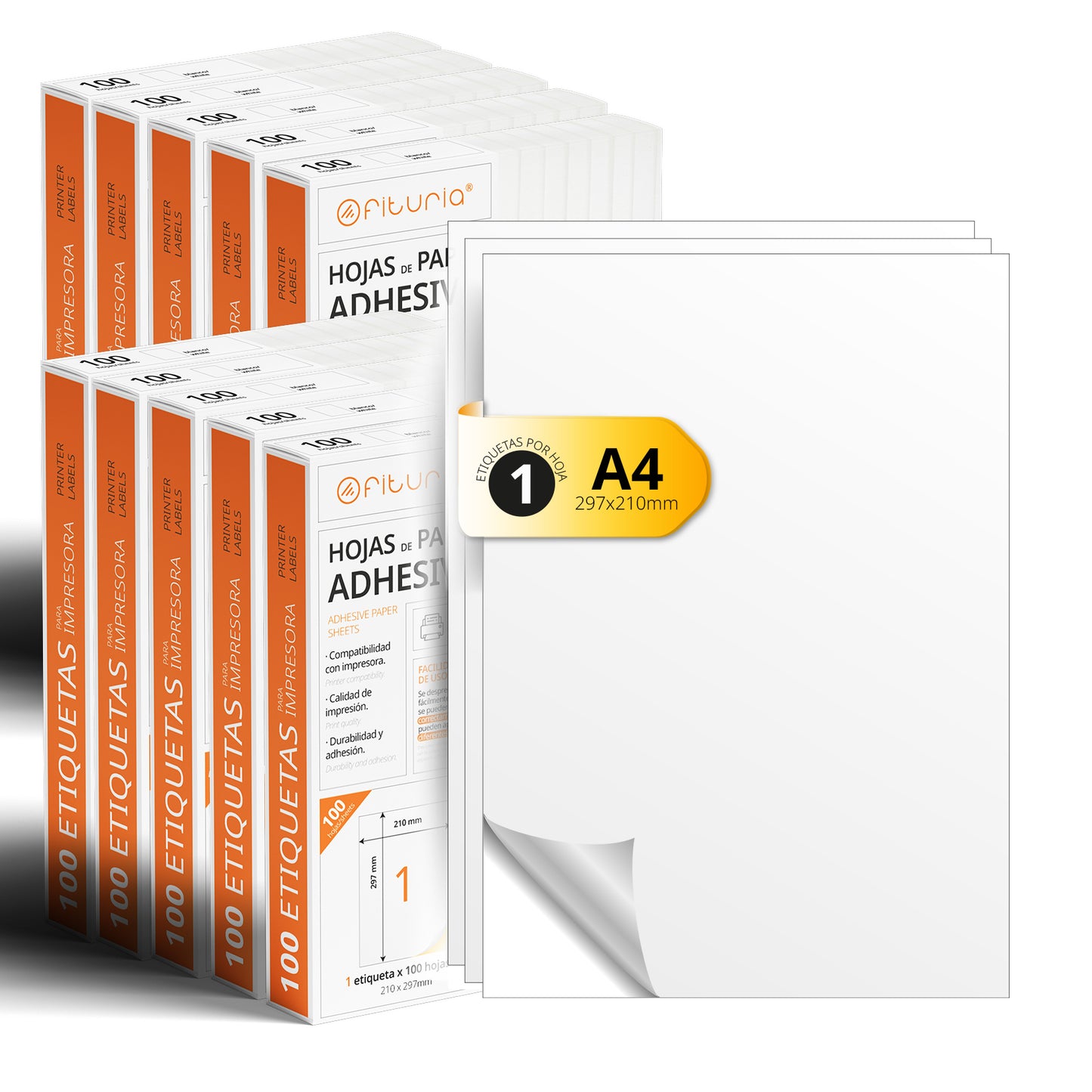 Folios A4 de Etiquetas Adhesivas Blancas - Ofituria