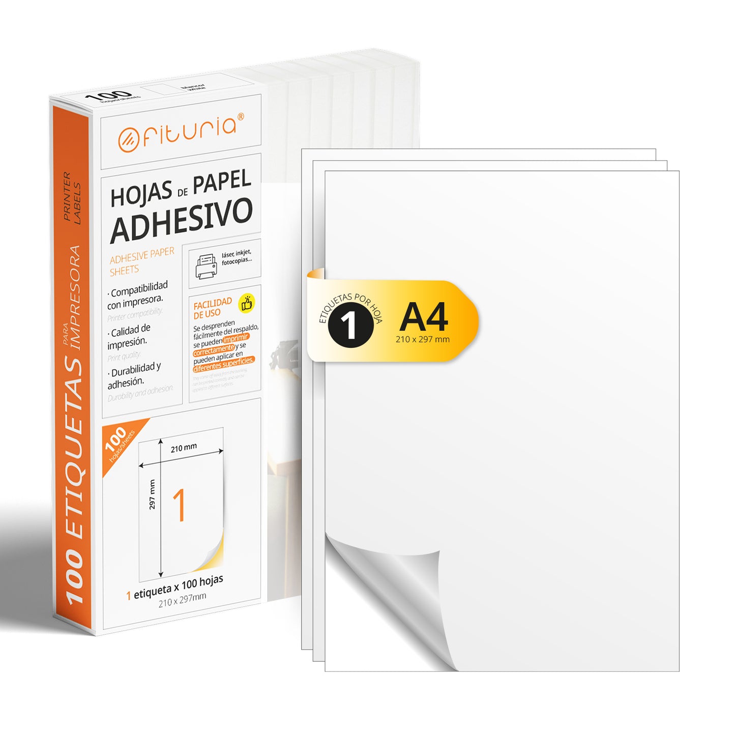 Folios A4 de Etiquetas Adhesivas Blancas - Ofituria