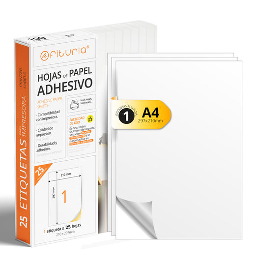 Folios A4 de Etiquetas Adhesivas Blancas - Ofituria