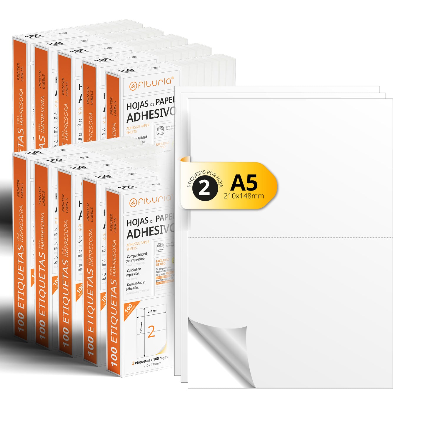 Folios A4 de Etiquetas Adhesivas Blancas - Ofituria