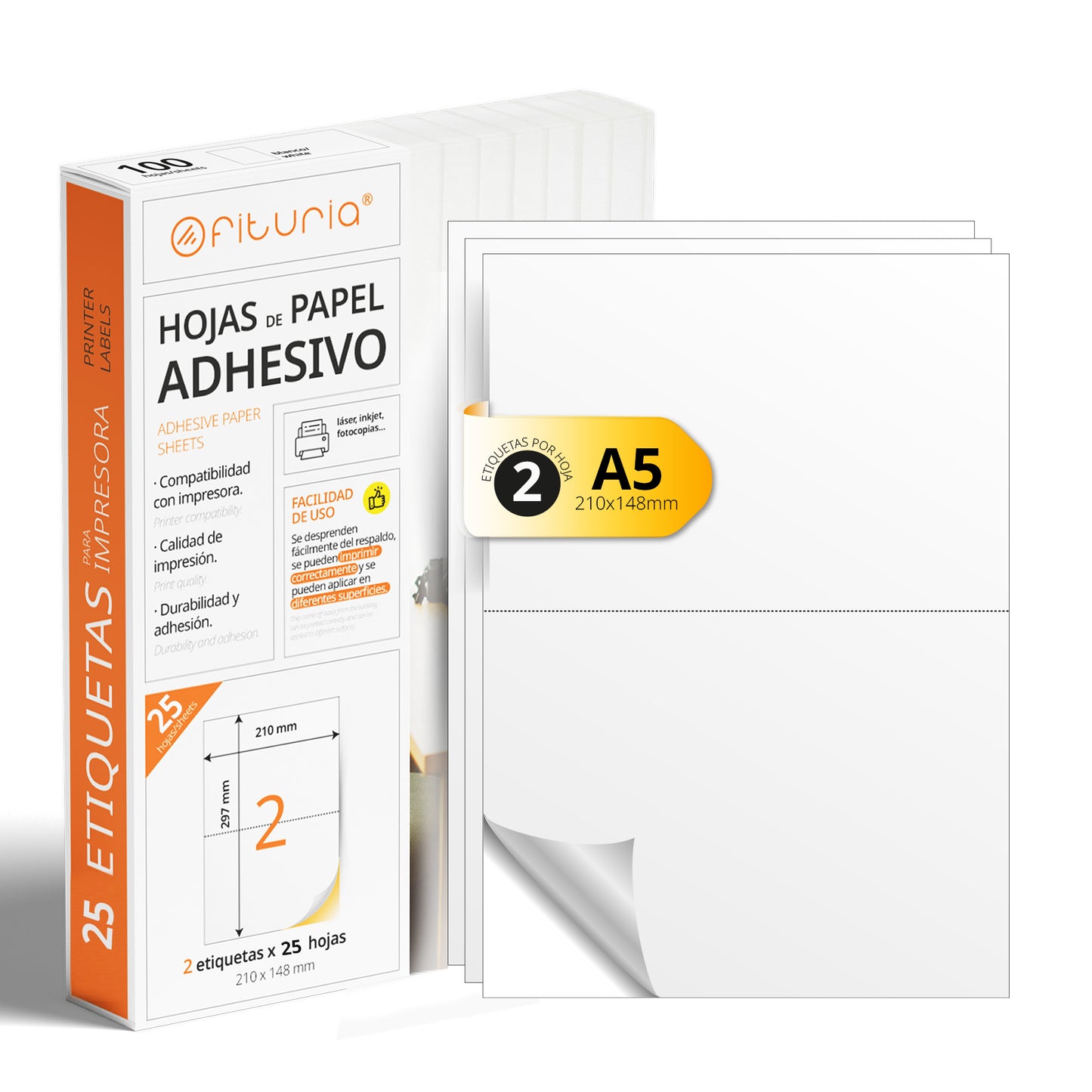 Folios A4 de Etiquetas Adhesivas Blancas - Ofituria