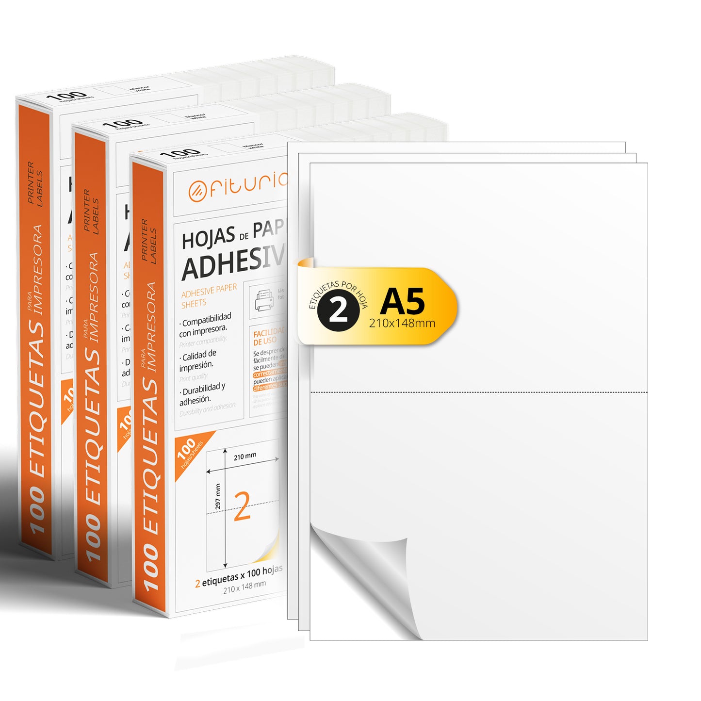 Folios A4 de Etiquetas Adhesivas Blancas - Ofituria