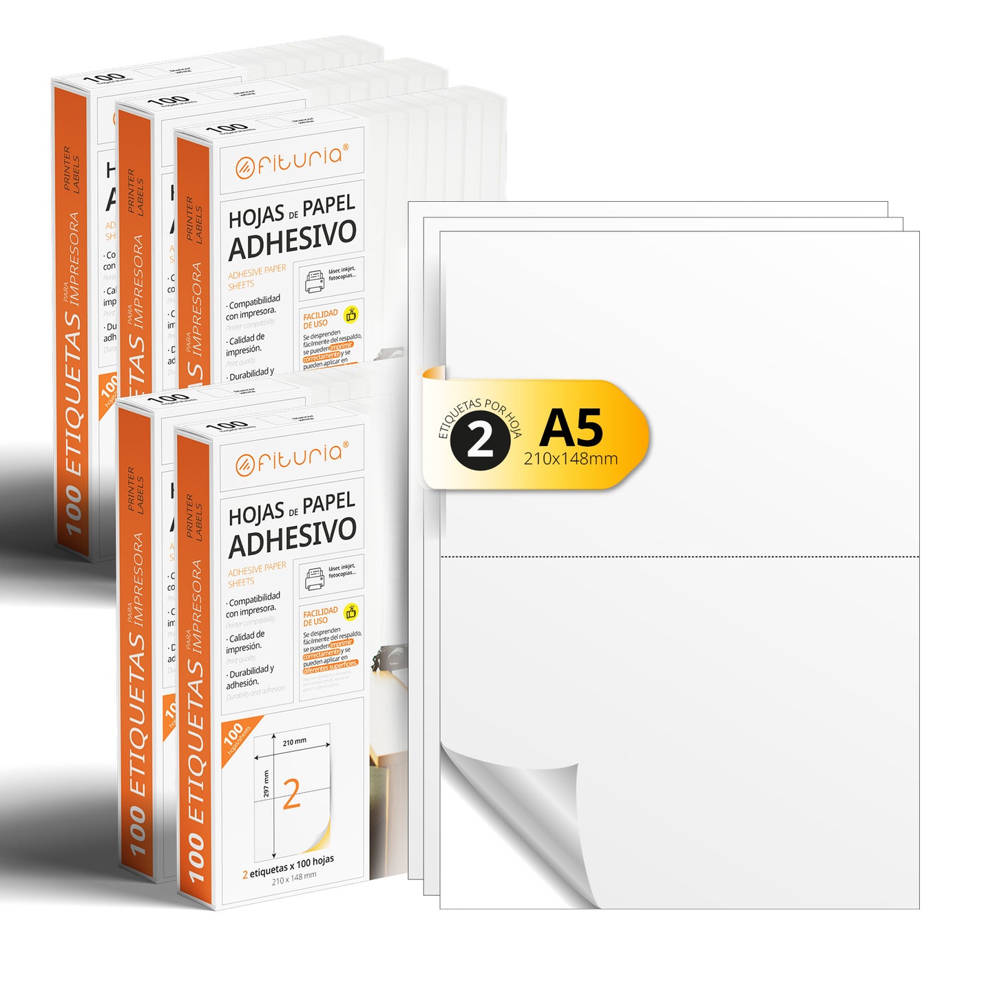Folios A4 de Etiquetas Adhesivas Blancas - Ofituria