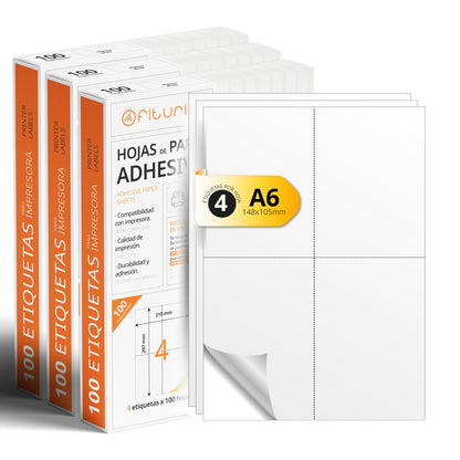 Folios A4 de Etiquetas Adhesivas Blancas - Ofituria