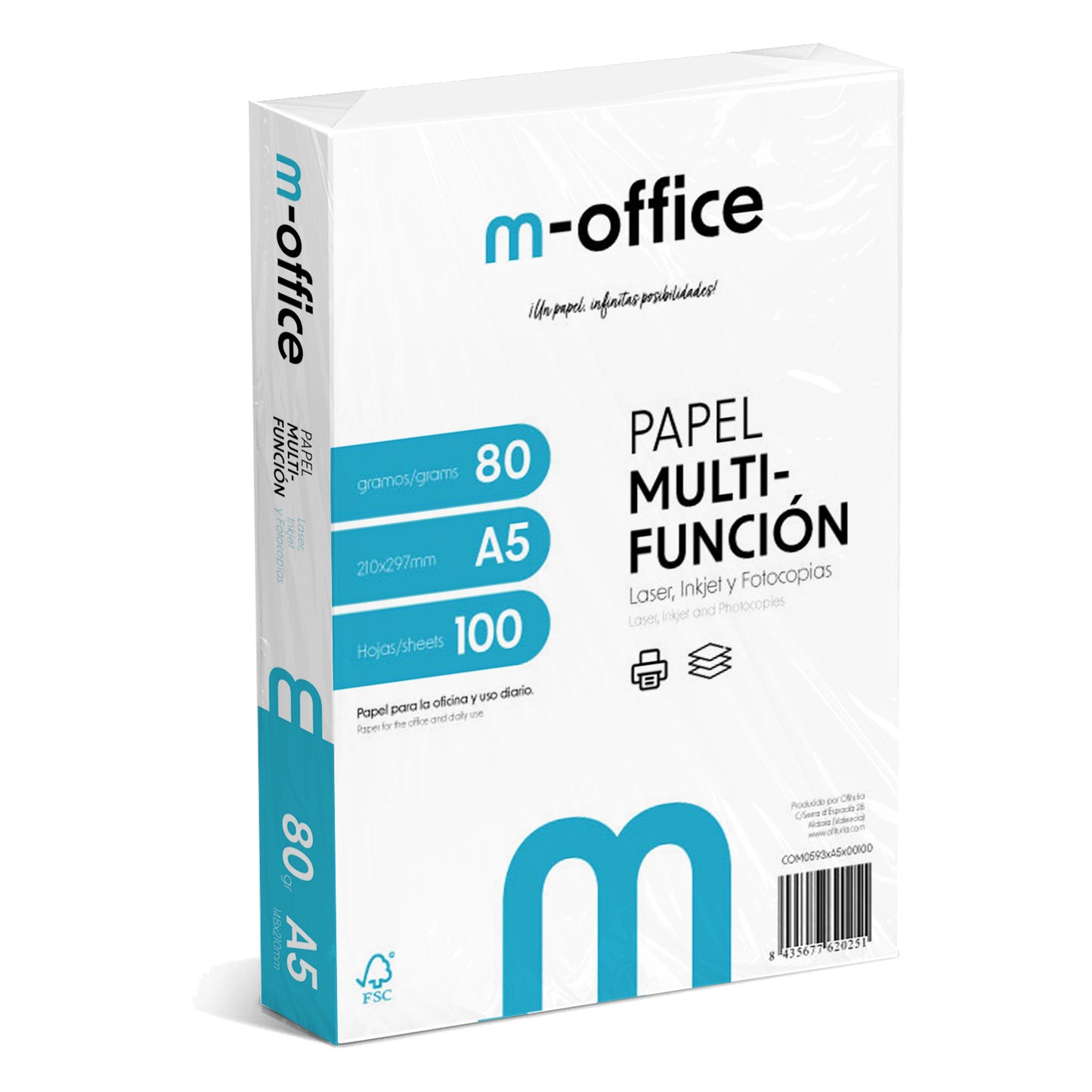 Folios A5 80gr 100 hojas para Impresora Inkjet y Láser · m-office