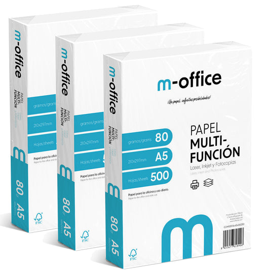 Folios A5 80gr 1500 hojas para Impresora Inkjet y Láser · m-office