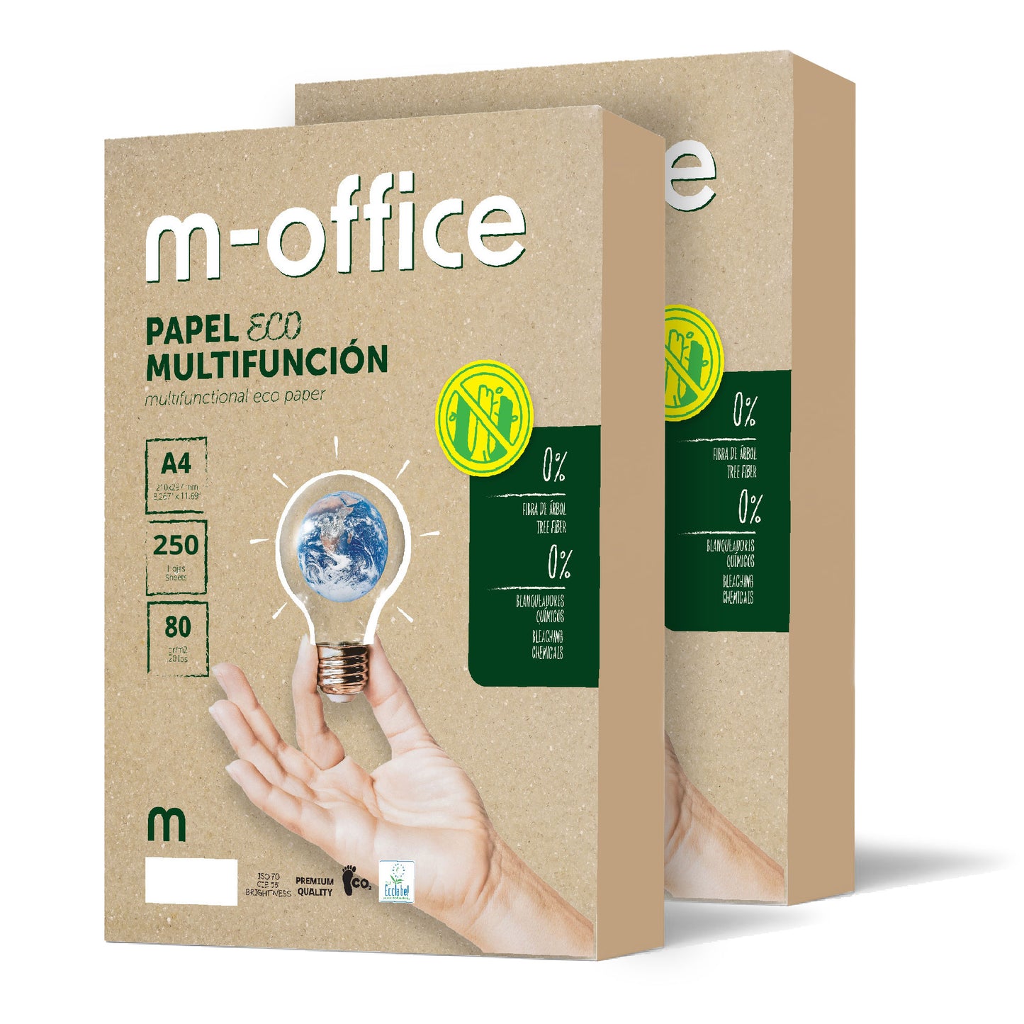 2 Paquetes - Papel Reciclado din A4 80gr 250Hojas para Fotocopiadora e Impresora · m-office