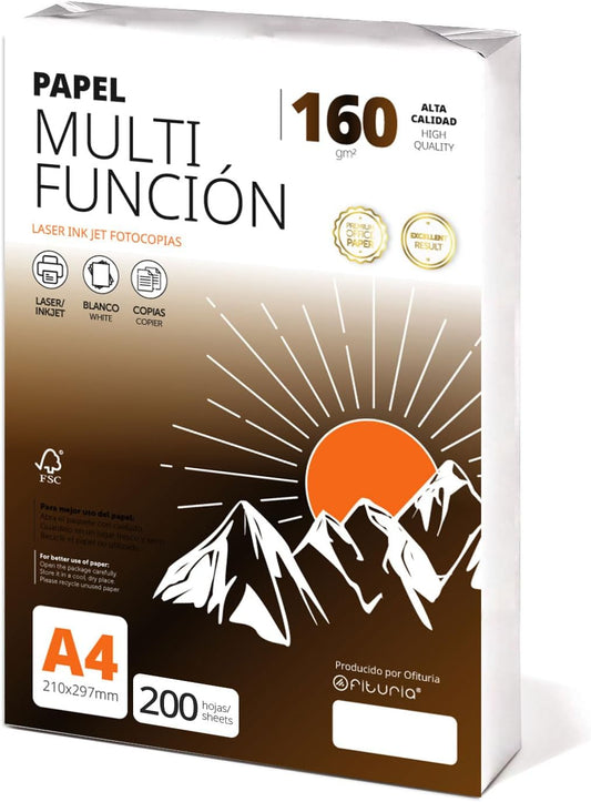 Papel A4 Multiusos para Impresora 160gr 200Hojas - Ofituria