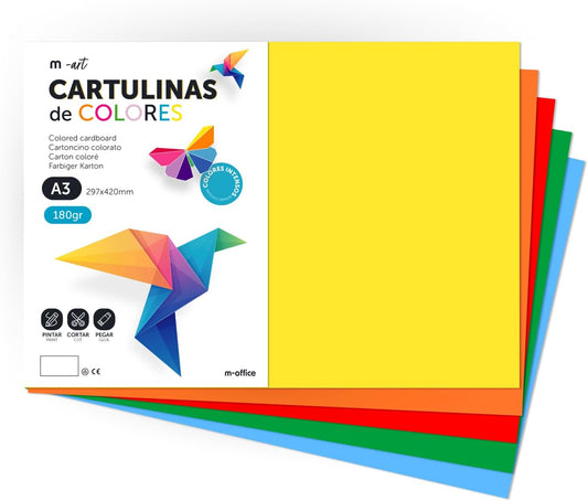 Cartulina A3 de 180gr Colores Intensos · m-office